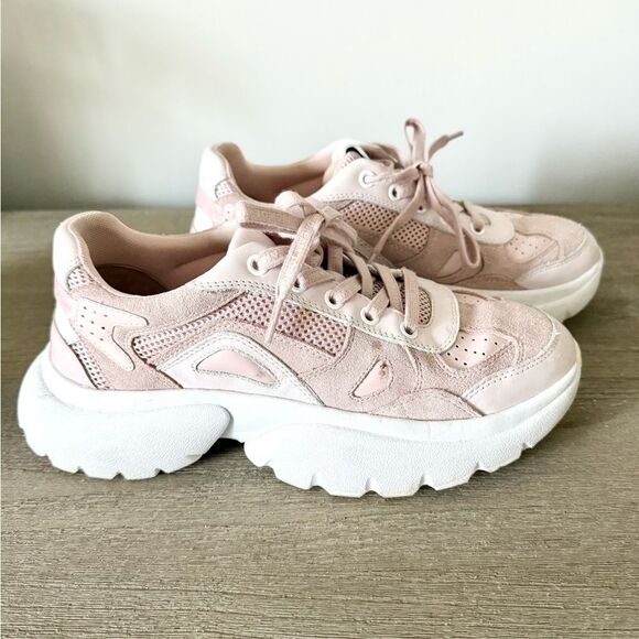 Maje Faster Leather and Suede Trainers in Light Pink - Size 39 - Picture 4 of 9